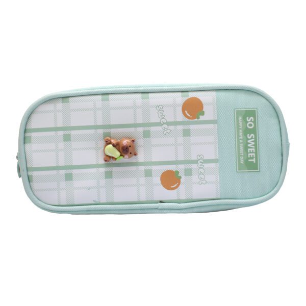 2 Zip Pouch for Kids – Double Zipper Pencil Case in Green & Blue